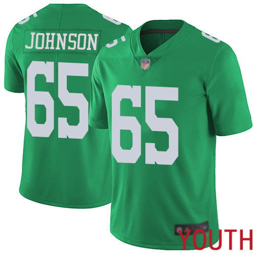 Youth Philadelphia Eagles #65 Lane Johnson Limited Green Rush Vapor Untouchable NFL Jersey Football->youth nfl jersey->Youth Jersey